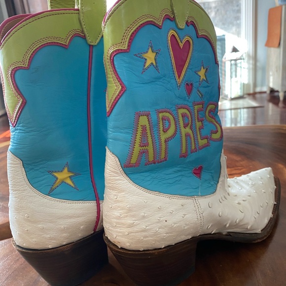 Miron Crosby Apres Ski Pearlized Full Quill Ostrich Cowboy Boots size 9 - Picture 2 of 6